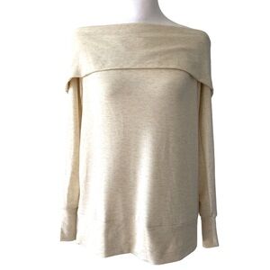 LC Lauren Conrad medium top long sleeves off the shoulder NWT oatmeal